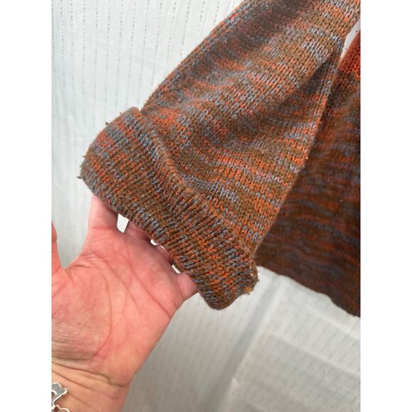 Vintage Partners Mervyns Womens Cardigan Sz M Brown Space-Dyed Argyle 70s Open - Picture 2 of 9